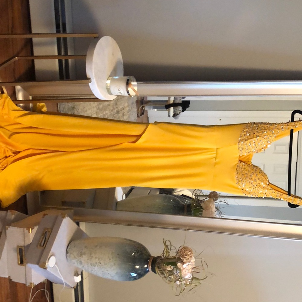 Brand new dress . Never worn . Long with slit
